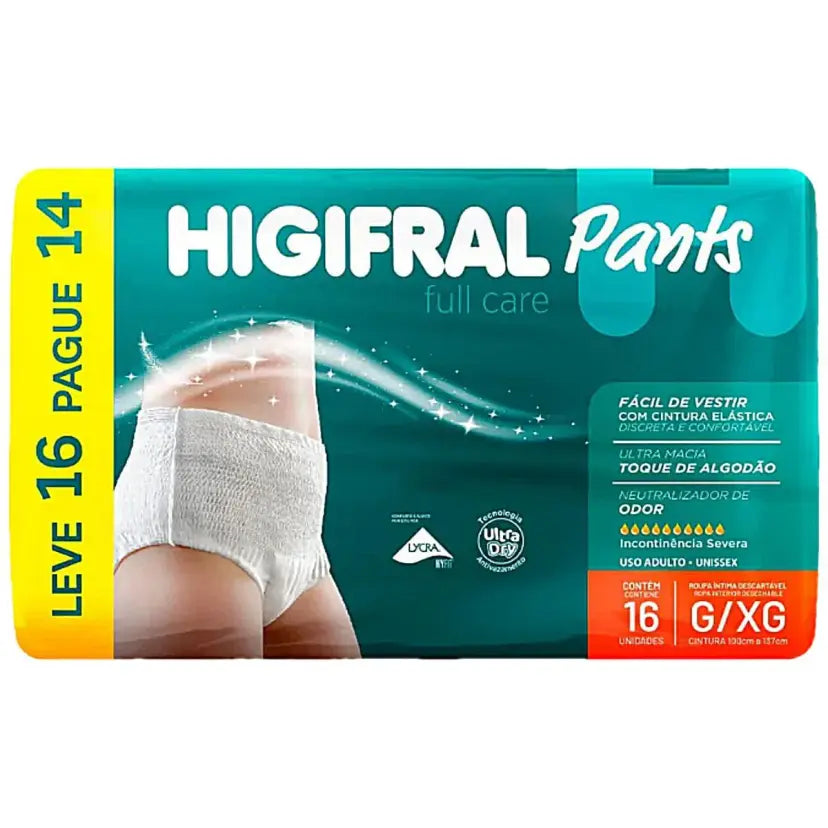FRALDA ROUPA INTÍMA DESCARTÁVEL PANTS FULL CARE HIGIFRAL G/XG 16 UNIDADES