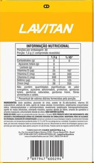 VITAMINA LAVITAN IMUNIDADE CDZSE 30COMP