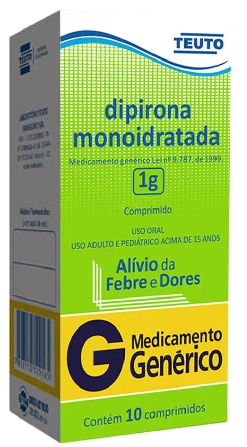 Dipirona Sódica 1GR com 10 comprimidos - TEUTO