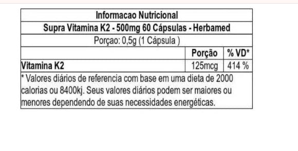 SUPRA VITAMINA K2 500MG HERBAMED