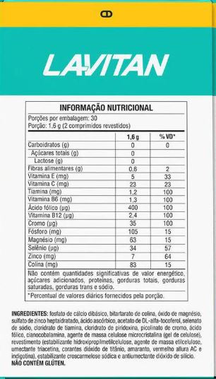 POLIVITAMÍNICO LAVITAN MEMORIA 60 COMP. REV.