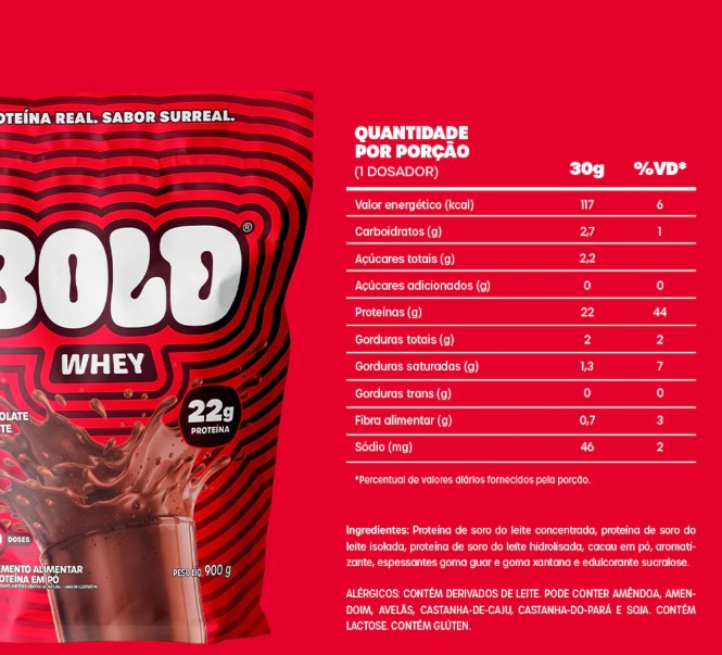 Whey Chobolate 900g - BOLD